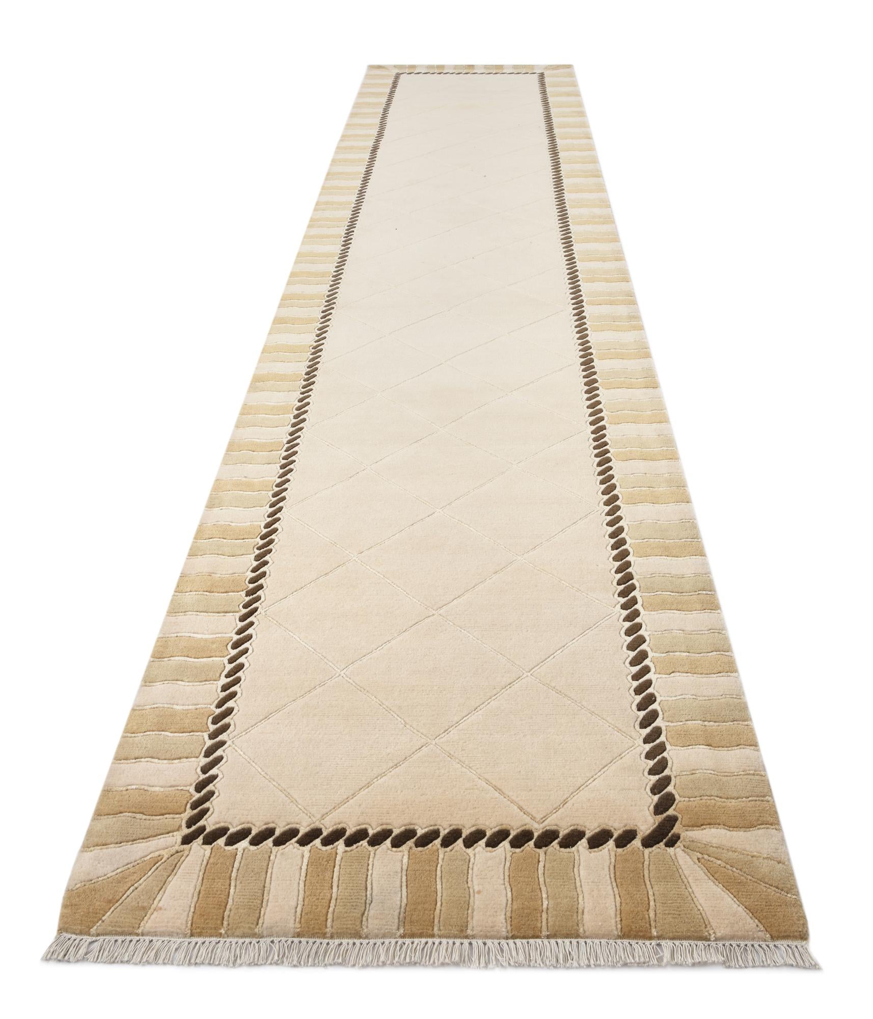 3' 5 x 16' 1 Hand Knotted Darya Wool Runner Rug