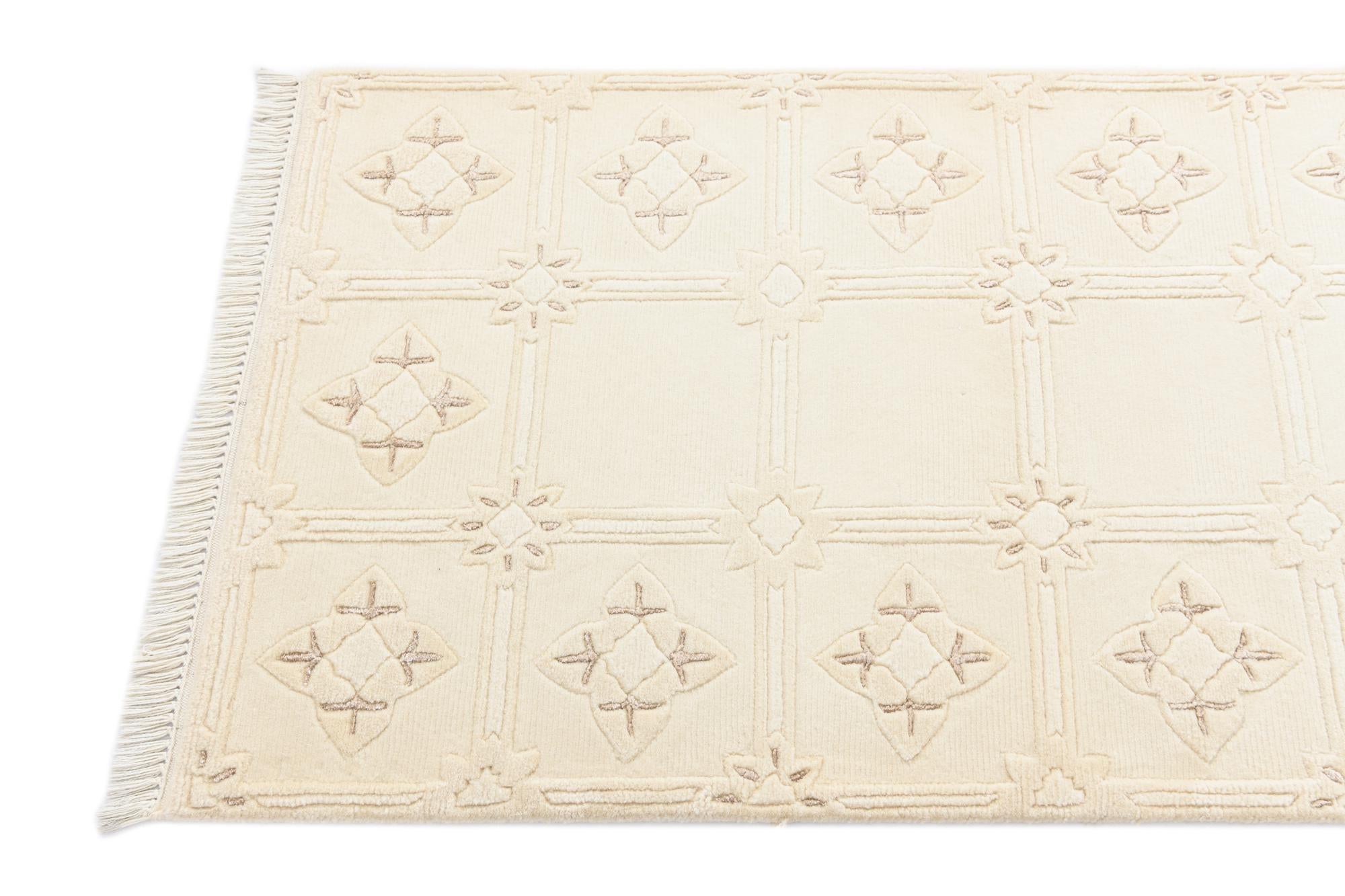 2' 11 x 9' 9 Hand Knotted Darya Wool Runner Rug