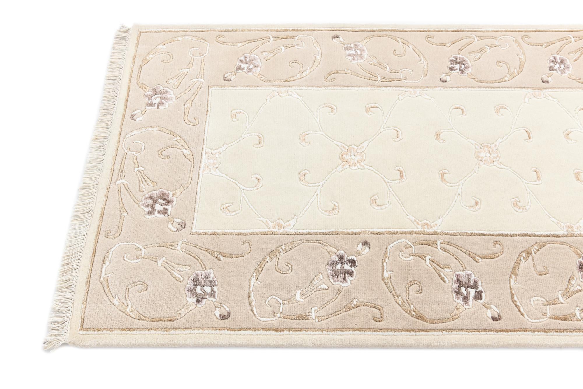 2' 11 x 9' 9 Hand Knotted Darya Wool Runner Rug