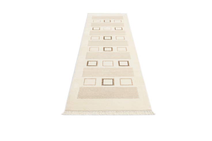 Detailansicht von 85cm x 295cm Handgeknüpft Darya Wolle Läufer Teppich