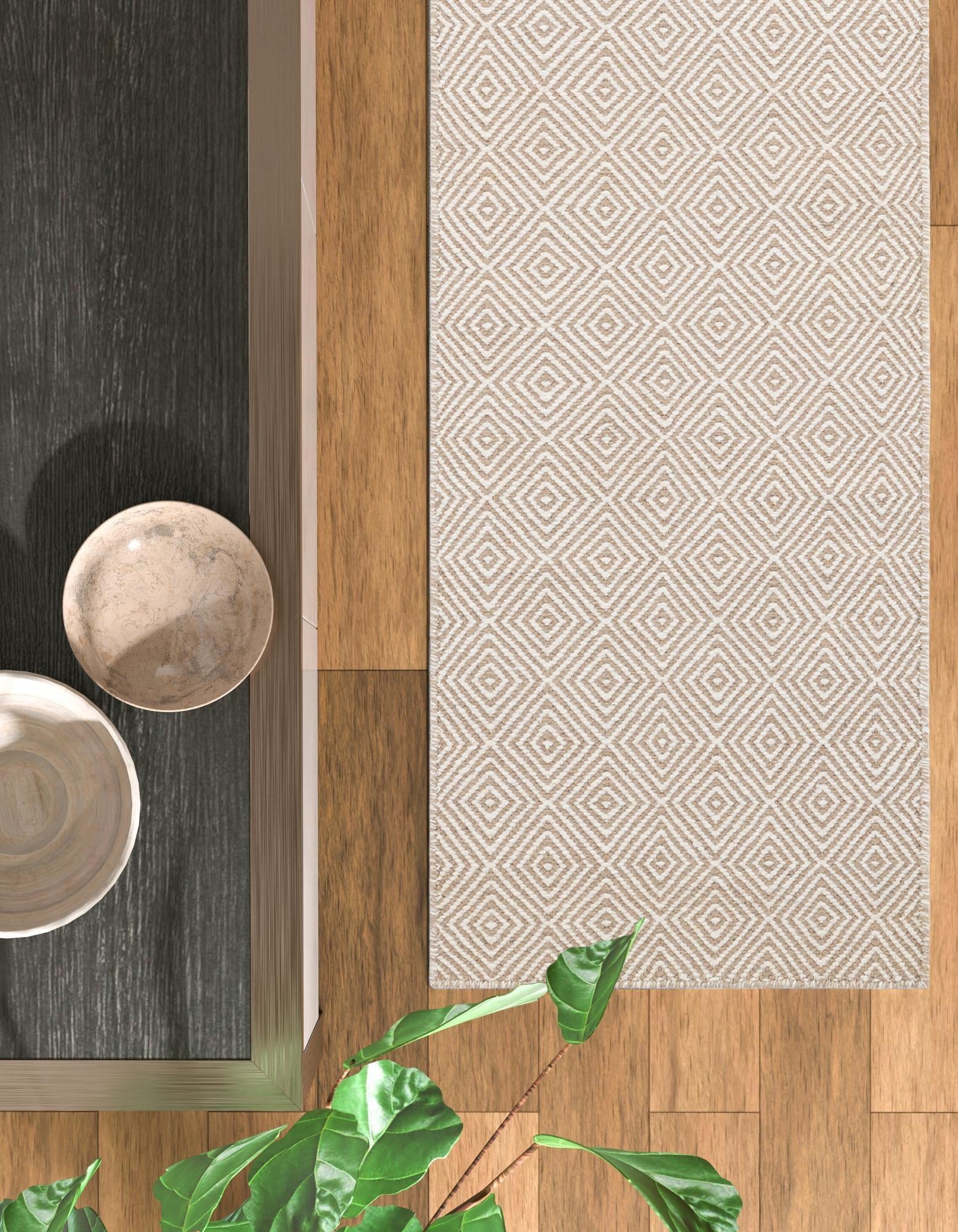 2' 7 x 12' Hand Woven Geo Trellis Flatweave Runner Rug