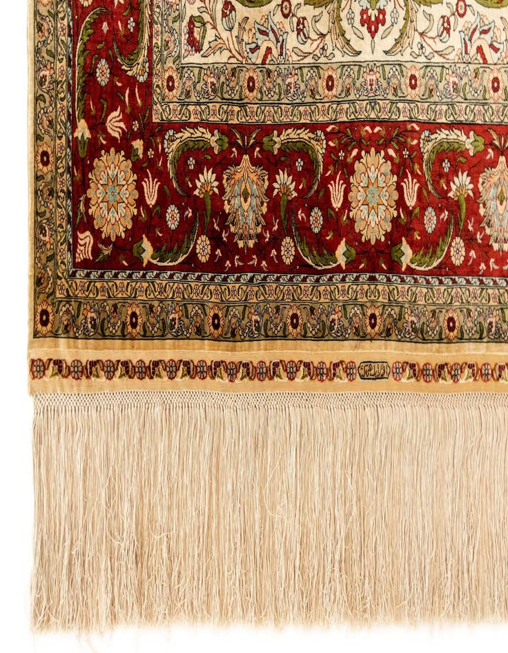 Detail image of 2' 11 x 4' 8 Hereke Silk Runner Rug