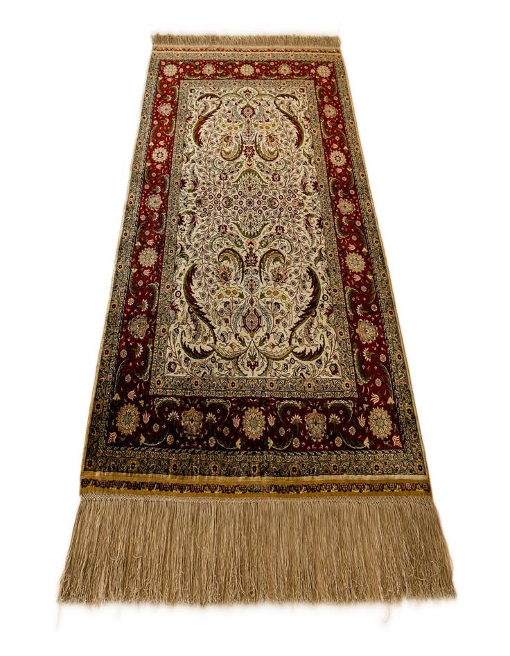 Detail image of 2' 11 x 4' 8 Hereke Silk Runner Rug