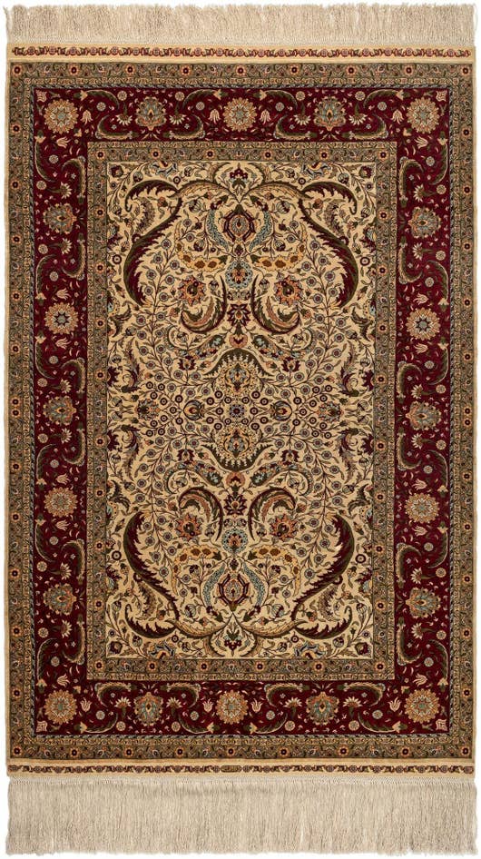 Detail image of 2' 11 x 4' 8 Hereke Silk Runner Rug