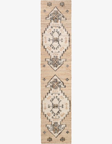 Beige Hand Woven Kala Handwoven Jute Runner Rug