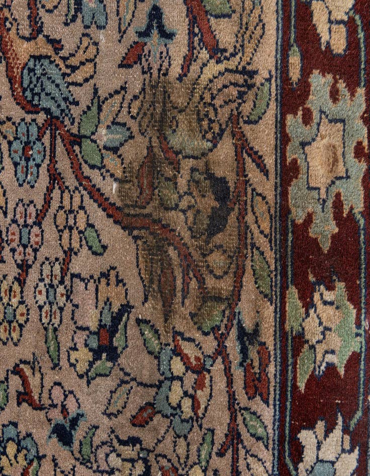 Detail image of 4' 2 x 11' 3 Hand Knotted Kashmir Oriental Wool Runner Rug