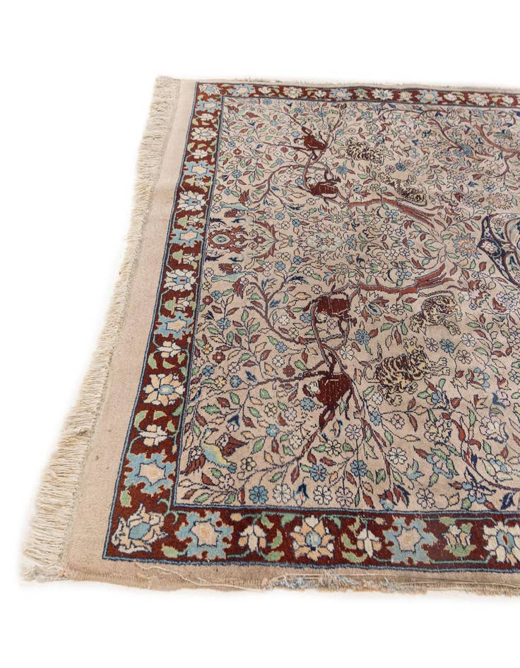 Detail image of 4' 2 x 11' 3 Hand Knotted Kashmir Oriental Wool Runner Rug
