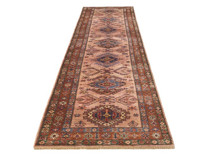 3' 4 x 13' 9 Hand Knotted Kazak Runner Rug