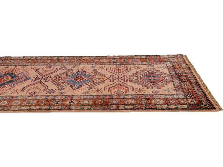 Detail image of 3' 4 x 13' 9 Hand Knotted Kazak Runner Rug