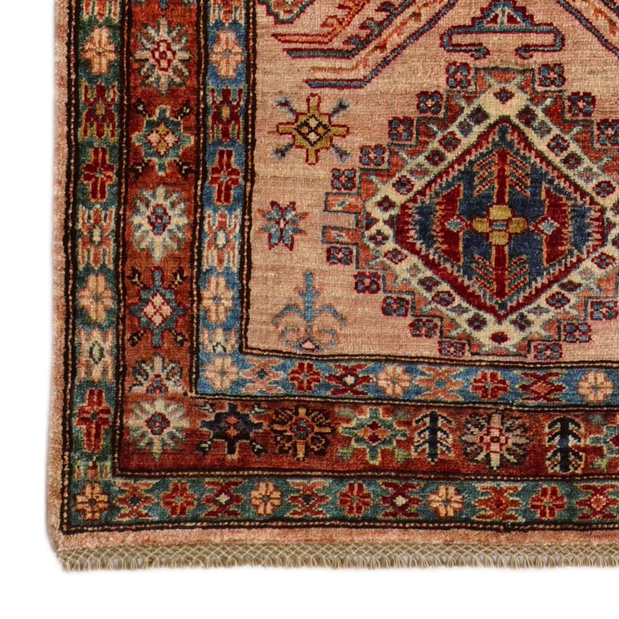 3' 4 x 13' 9 Hand Knotted Kazak Runner Rug