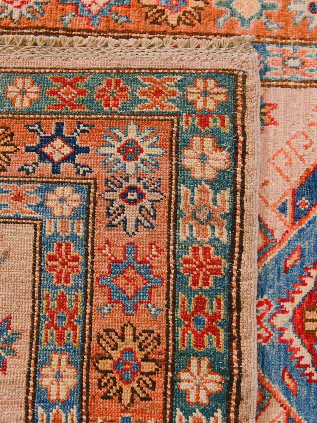 100cm x 420cm Hand Knotted Kazak Runner Rug
