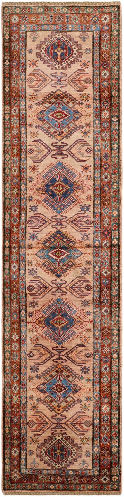 3' 4 x 13' 9 Hand Knotted Kazak Runner Rug