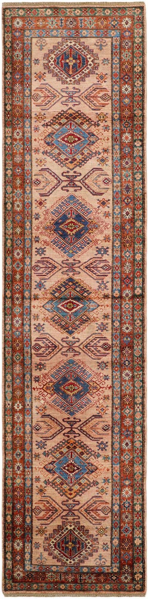 3' 4 x 13' 9 Hand Knotted Kazak Runner Rug