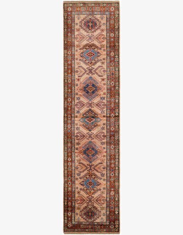 3' 4 x 13' 9 Hand Knotted Kazak Runner Rug