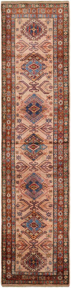3' 4 x 13' 9 Hand Knotted Kazak Runner Rug