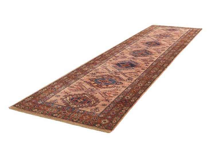 Detail image of 3' 4 x 13' 9 Hand Knotted Kazak Runner Rug