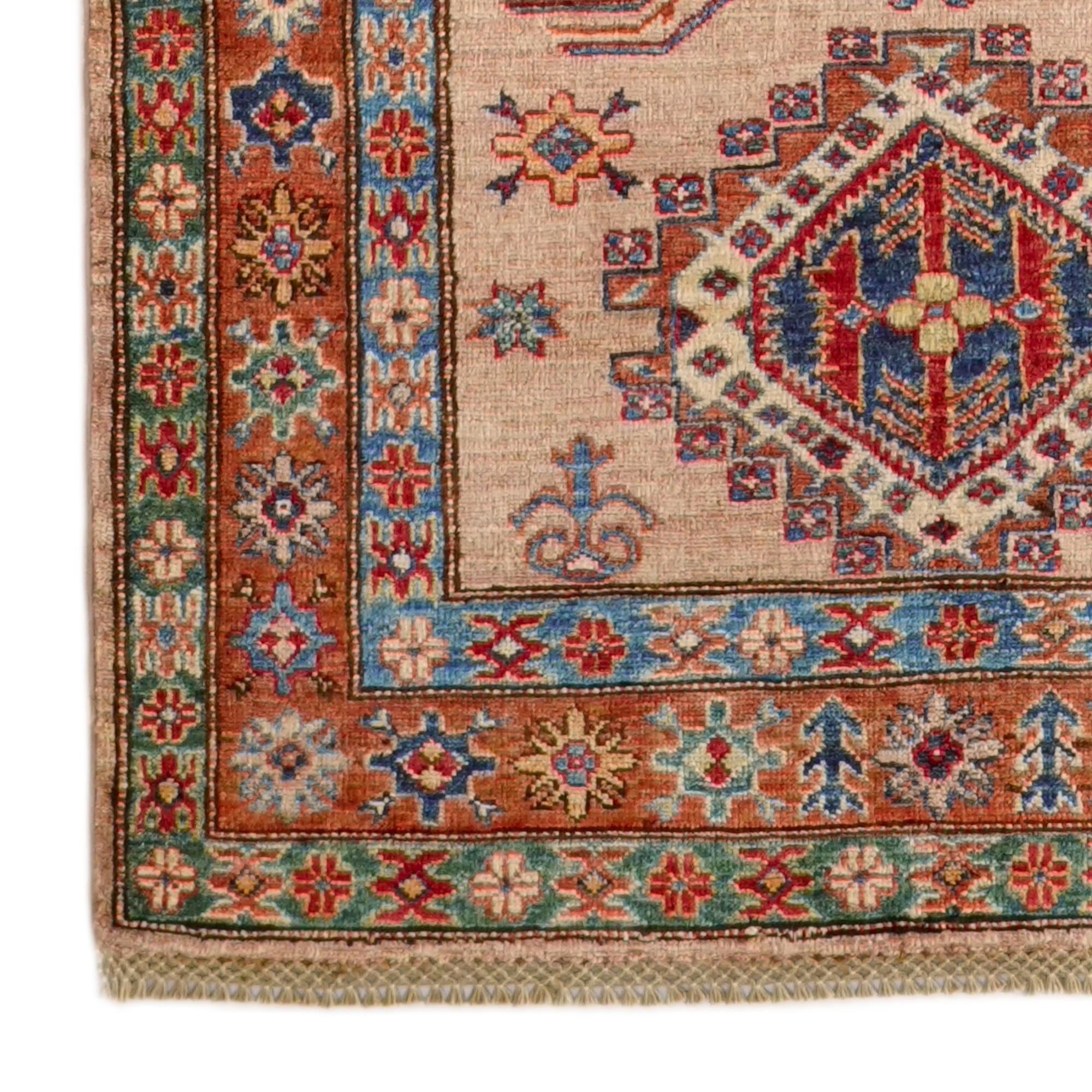 3' 4 x 13' 9 Hand Knotted Kazak Runner Rug