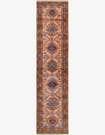 3' 4 x 13' 9 Hand Knotted Kazak Runner Rug