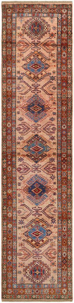 3' 4 x 13' 9 Hand Knotted Kazak Runner Rug