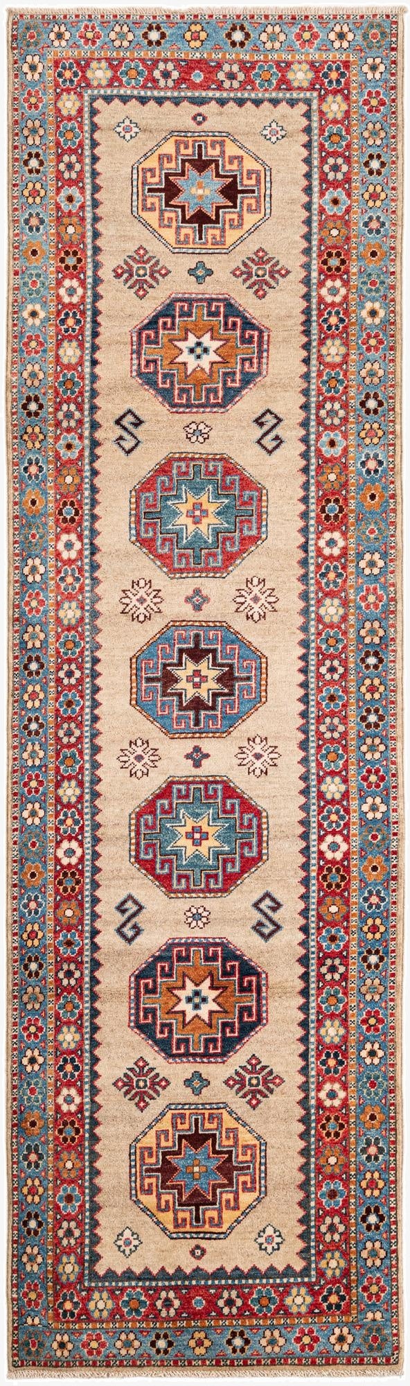 2' 8 x 9' 3  Hand Knotted Kazak Runner Rug