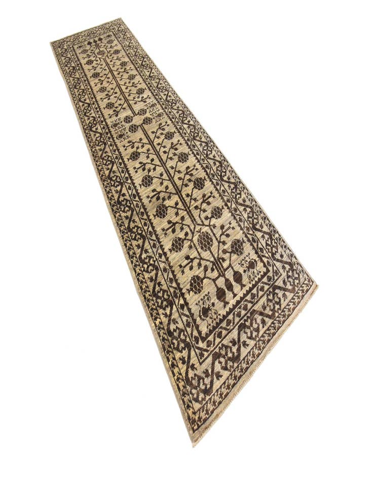 Detail image of 3' x 9' 8  Hand Knotted Khotan Ziegler Oriental Runner Rug