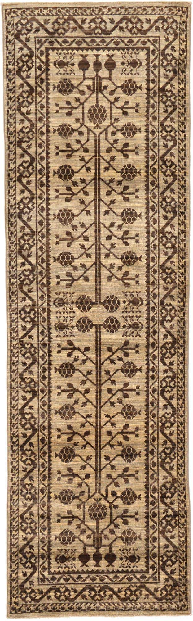 90cm x 295cm Hand Knotted Khotan Ziegler Oriental Runner Rug