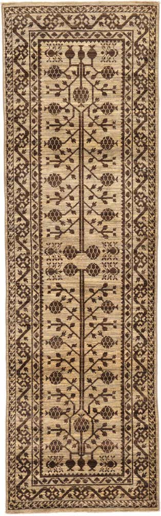 90cm x 295cm Hand Knotted Khotan Ziegler Oriental Runner Rug