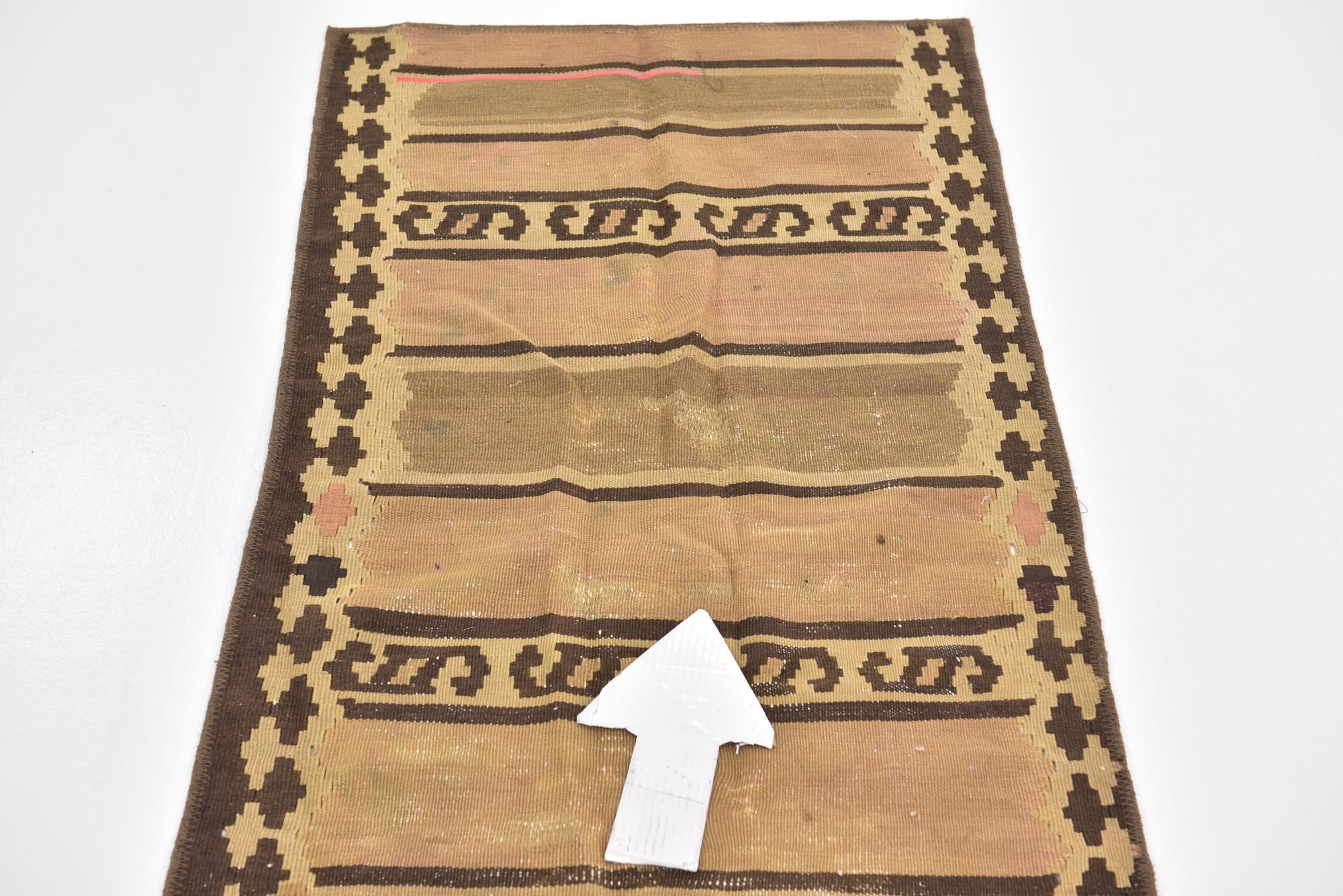 2' 4 x 4' 10 Hand Woven Kilim Fars Wool Runner Rug