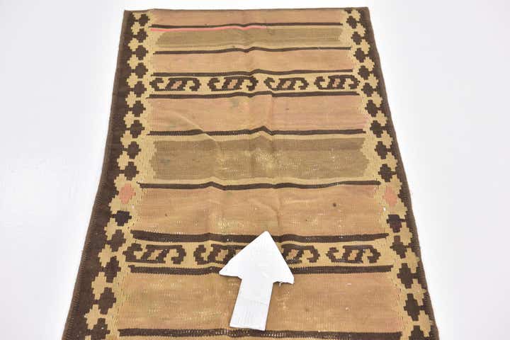 2' 4 x 4' 10 Hand Woven Kilim Fars Wool Runner Rug