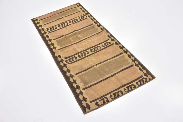 2' 4 x 4' 10 Hand Woven Kilim Fars Wool Runner Rug