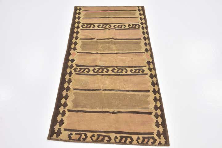 2' 4 x 4' 10 Hand Woven Kilim Fars Wool Runner Rug