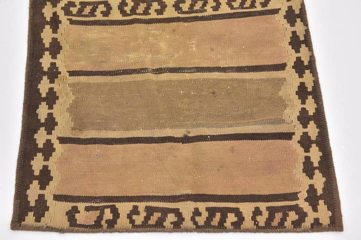 Detail image of 2' 4 x 4' 10 Hand Woven Kilim Fars Wool Runner Rug