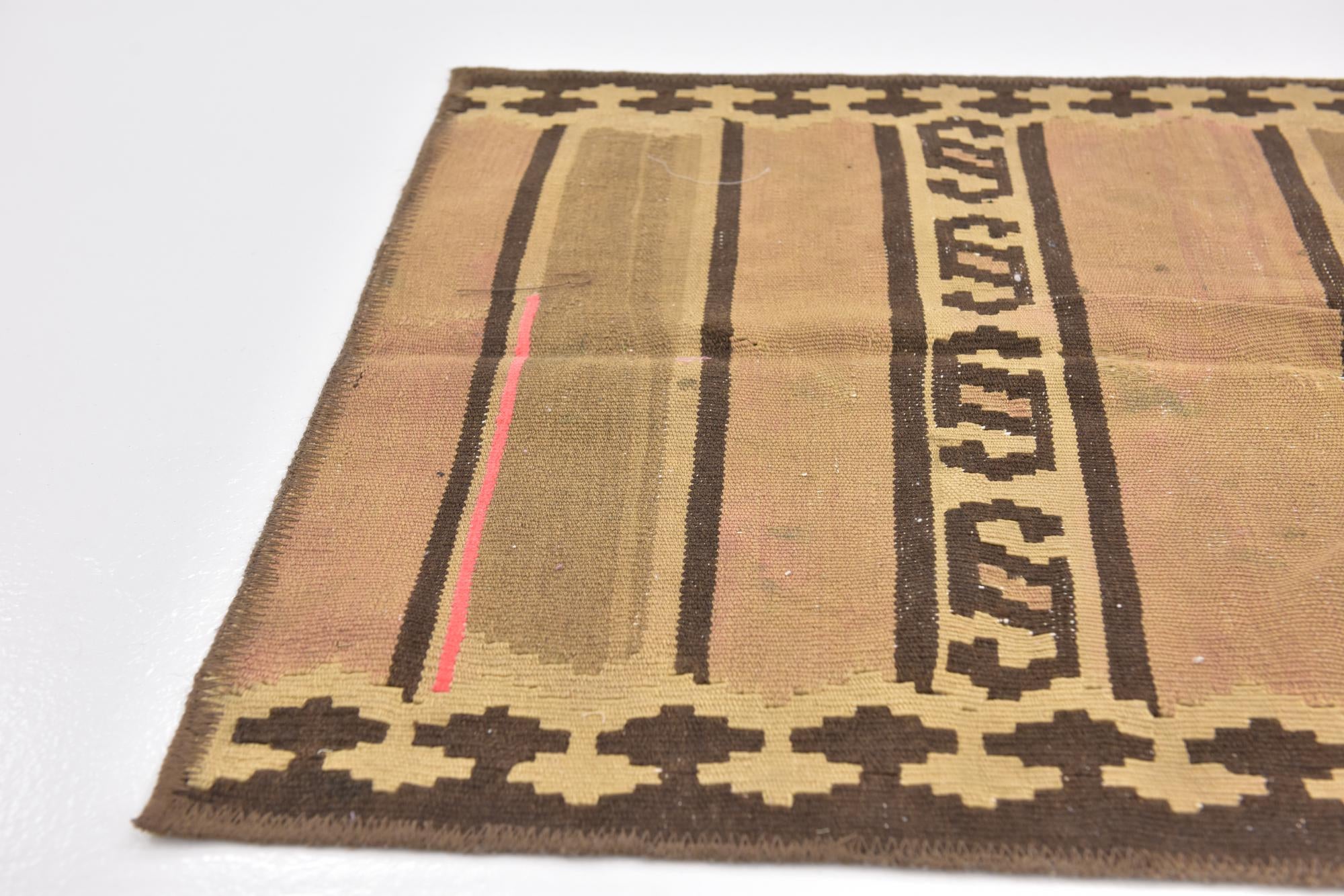 2' 4 x 4' 10 Hand Woven Kilim Fars Wool Runner Rug