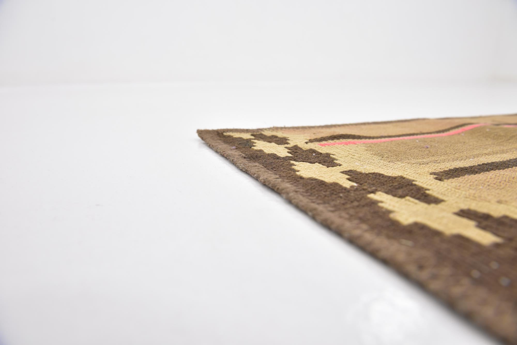 2' 4 x 4' 10 Hand Woven Kilim Fars Wool Runner Rug