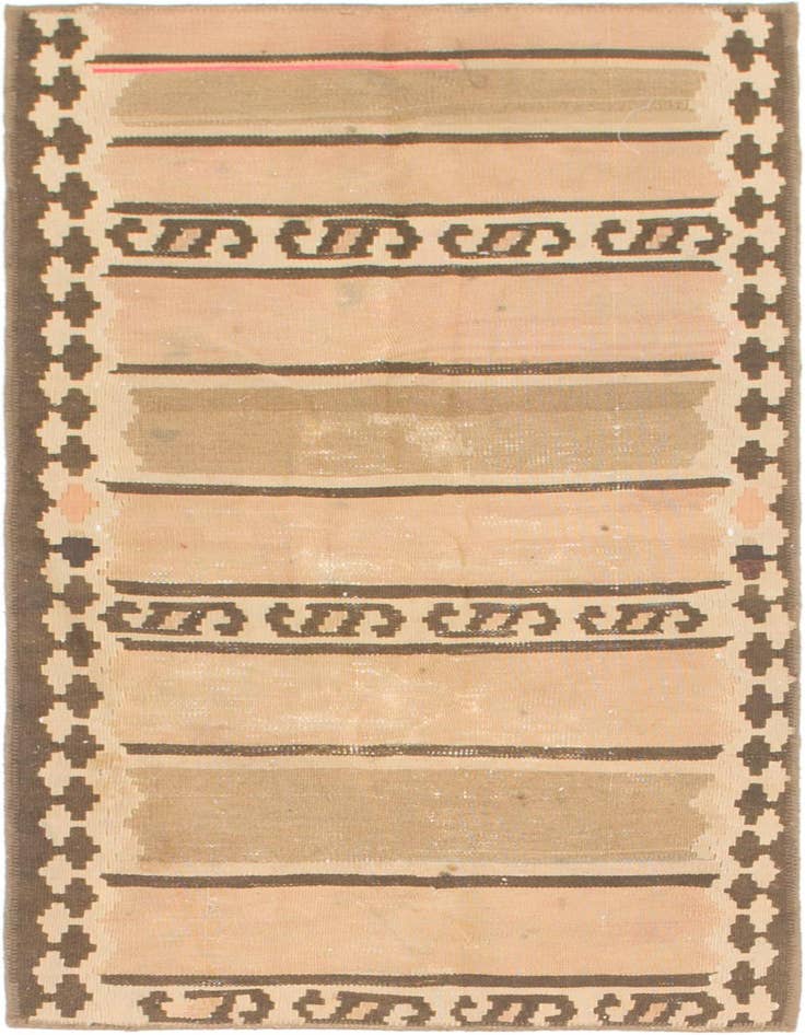 Detail image of 2' 4 x 4' 10 Hand Woven Kilim Fars Wool Runner Rug
