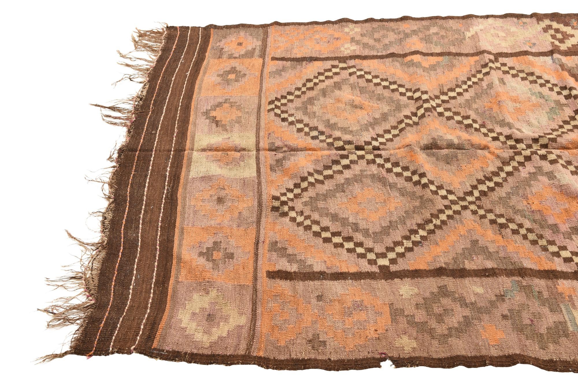 4' 5 x 10' 3 Hand Woven Kilim Fars Wool Runner Rug
