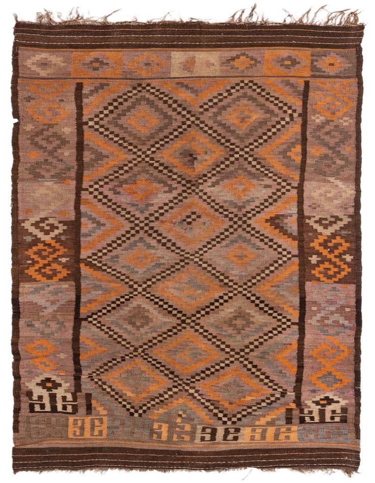 Detail image of 4' 5 x 10' 3 Hand Woven Kilim Fars Wool Runner Rug