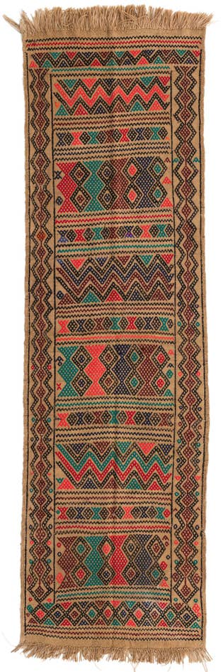Detail image of 2' 5 x 8' 1 Hand Knotted Kilim Fars Persian Wool Runner Rug