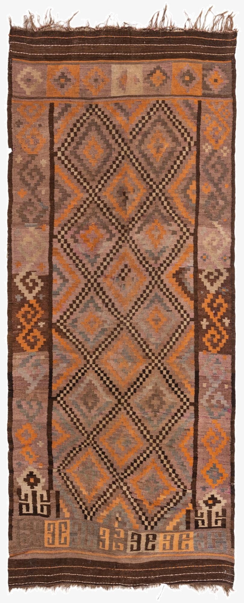 4' 5 x 10' 3  Hand Woven Kilim Fars Wool Runner Rug