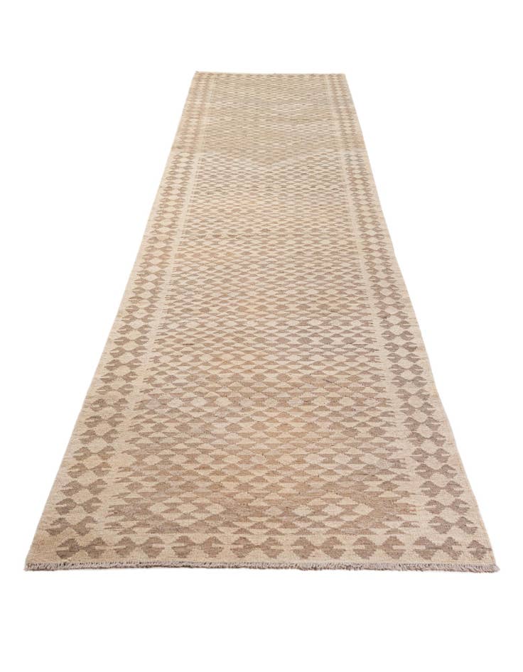 Detail image of 3' 1 x 19' 3  Hand Woven Kilim Maymana Wool Runner Rug