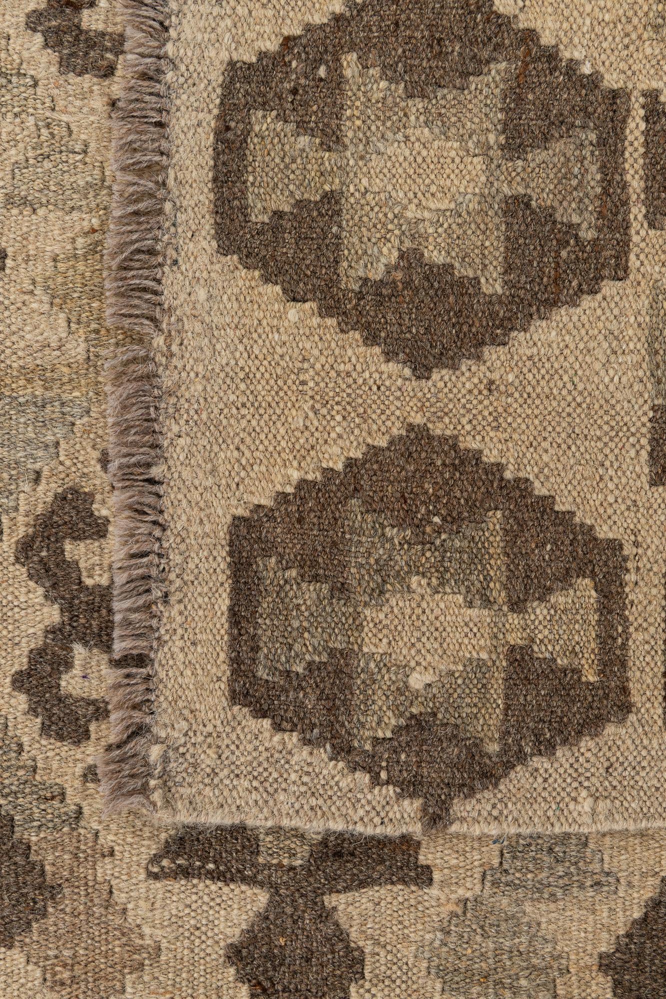 3' 1 x 10' 1 Hand Woven Kilim Maymana Wool Runner Rug