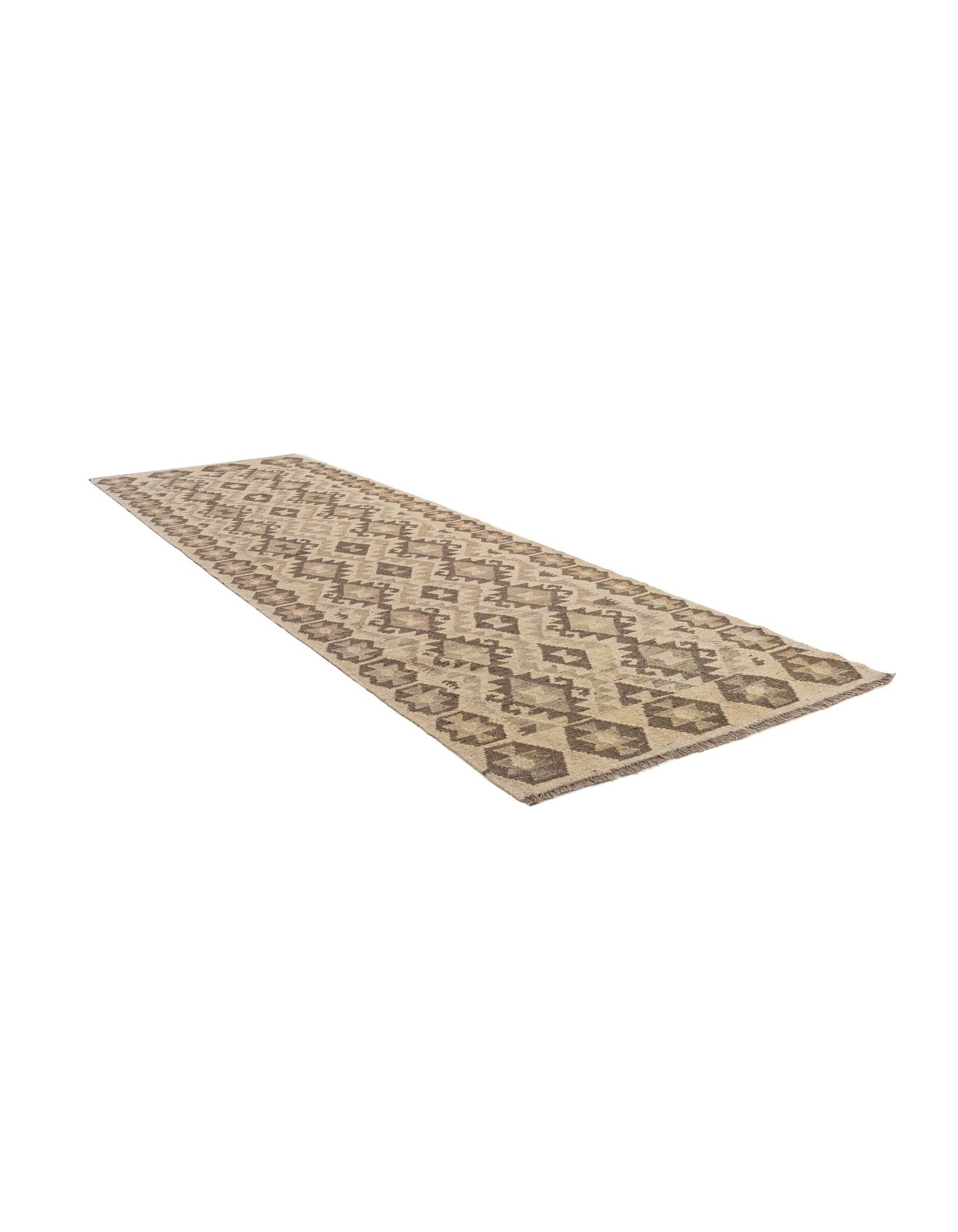 3' 1 x 10' 1 Hand Woven Kilim Maymana Wool Runner Rug