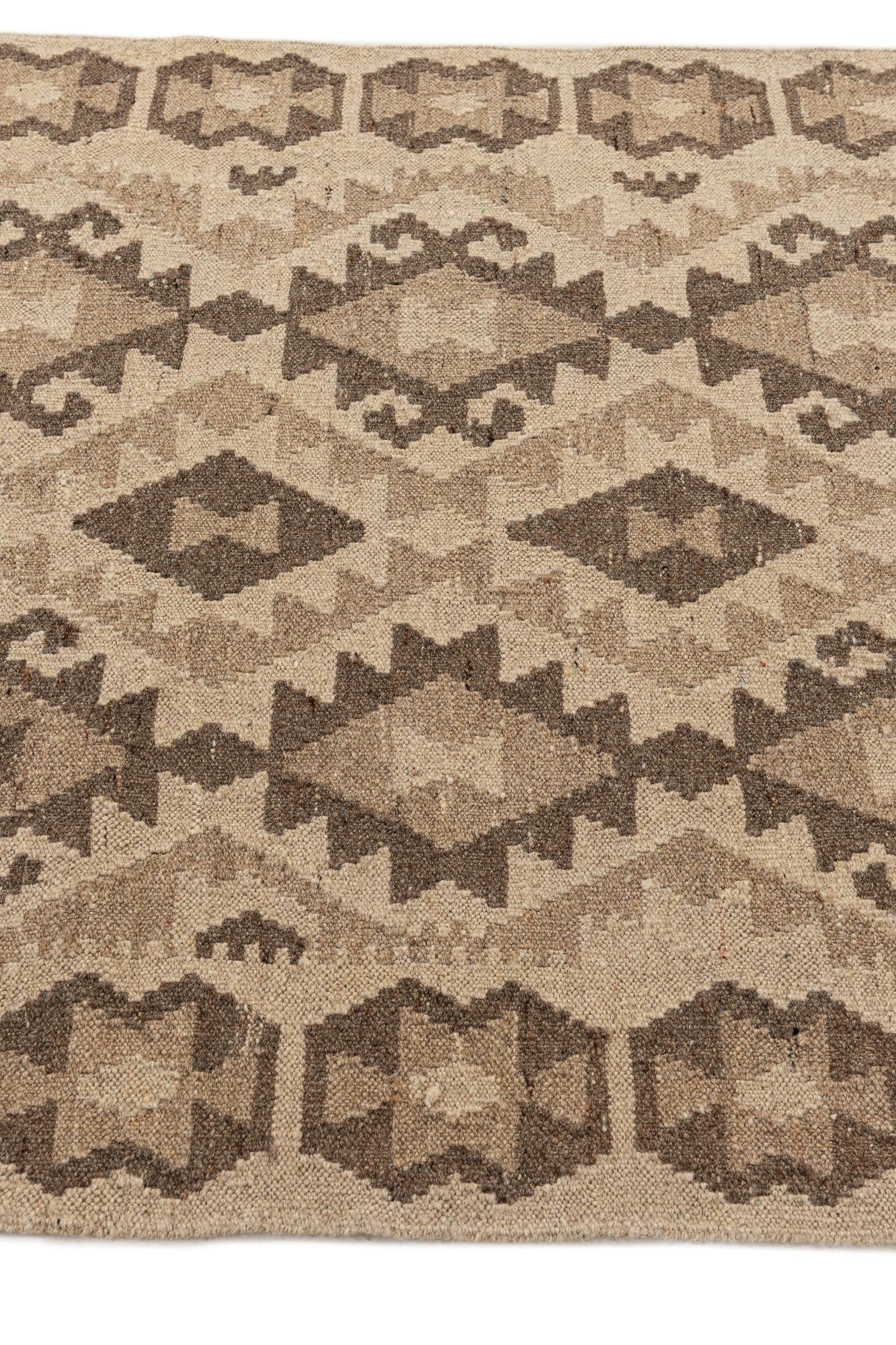 3' 1 x 10' 1 Hand Woven Kilim Maymana Wool Runner Rug