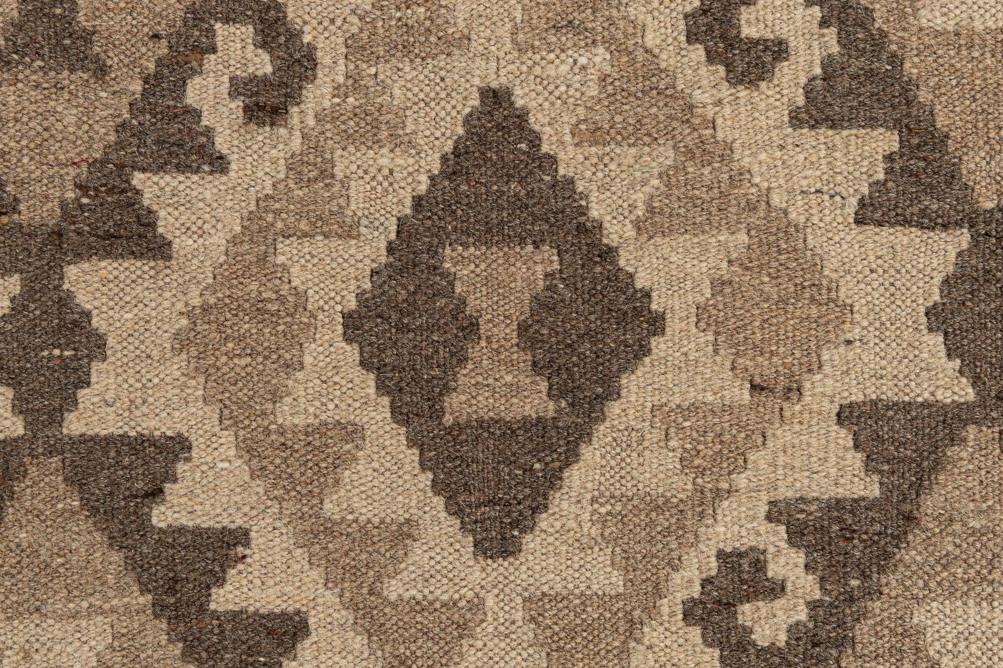 3' 1 x 10' 1 Hand Woven Kilim Maymana Wool Runner Rug