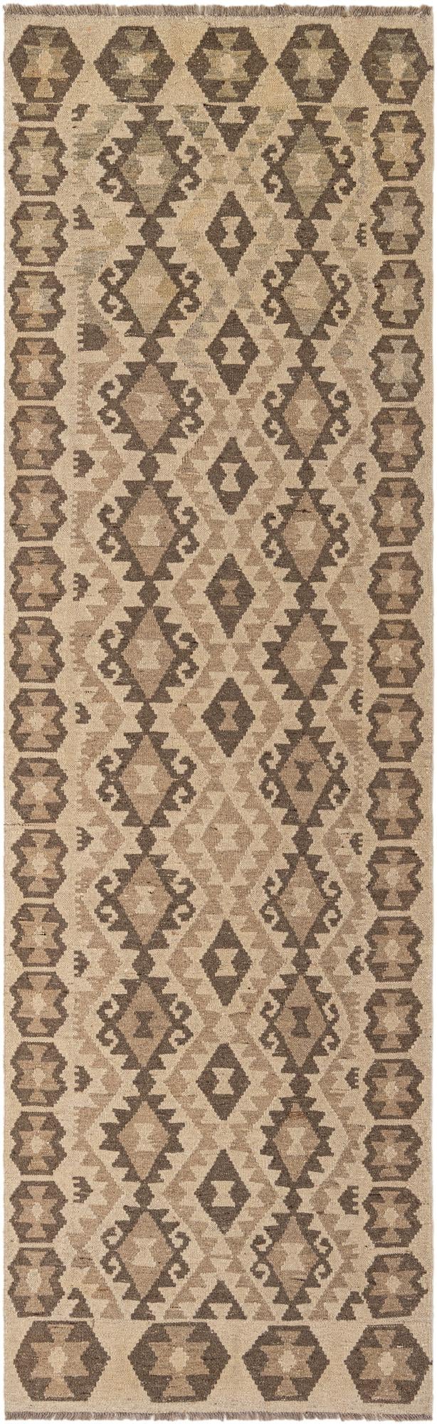 3' 1 x 10' 1 Hand Woven Kilim Maymana Wool Runner Rug