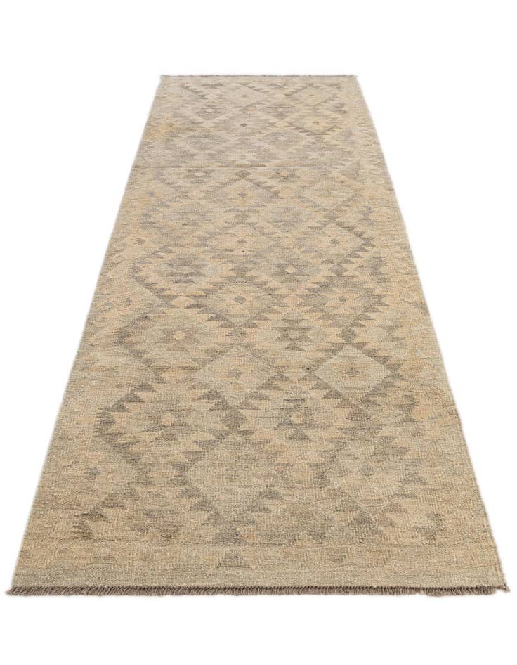 Detail image of 2' 8 x 9' 8 Hand Woven Kilim Maymana Wool Runner Rug