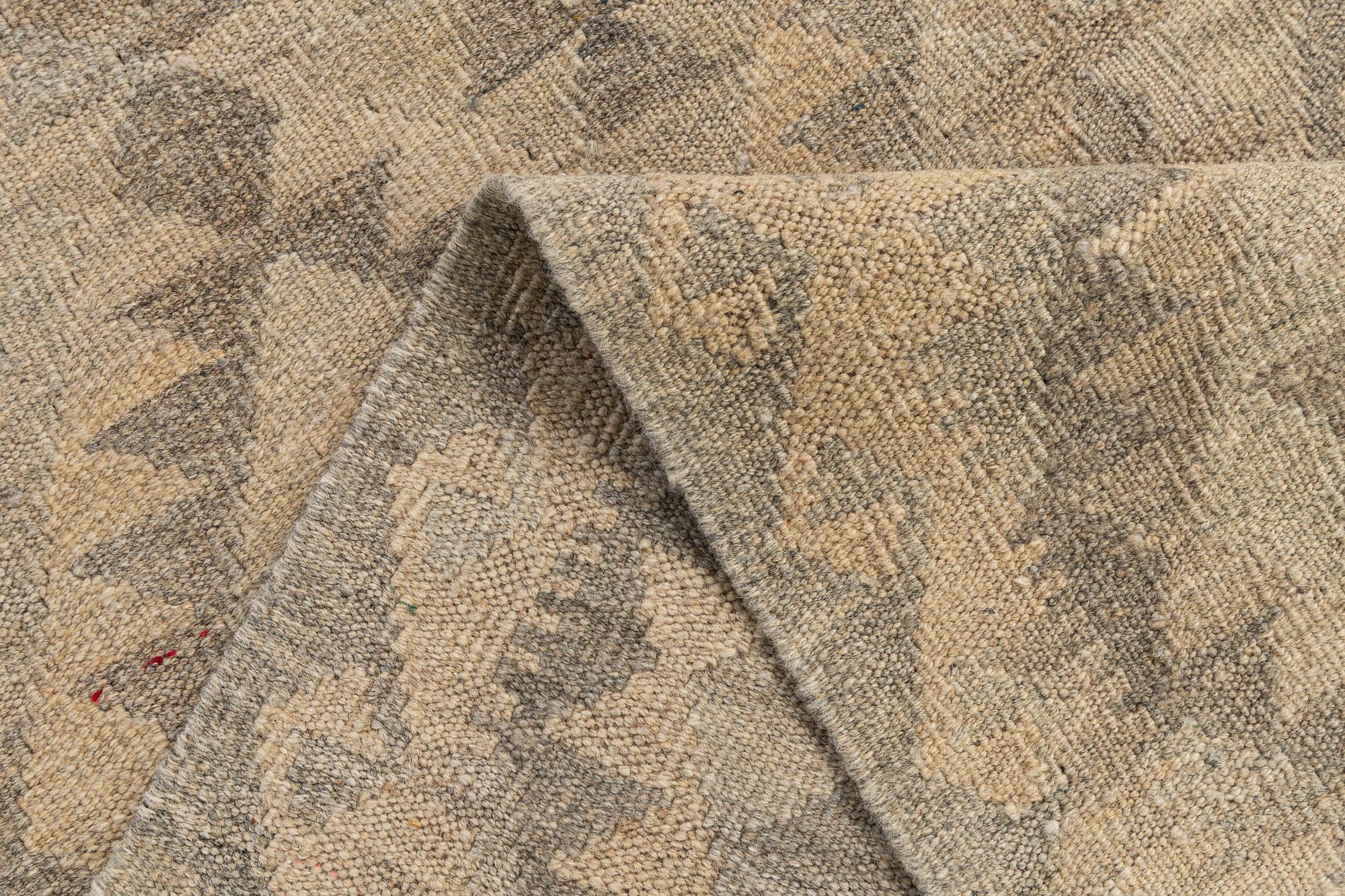 2' 8 x 9' 8 Hand Woven Kilim Maymana Wool Runner Rug