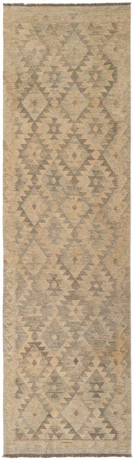 Detail image of 2' 8 x 9' 8 Hand Woven Kilim Maymana Wool Runner Rug