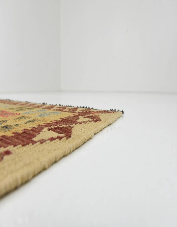 Detail image of 3' 3 x 6' 6 Hand Woven Kilim Maymana Wool Runner Rug