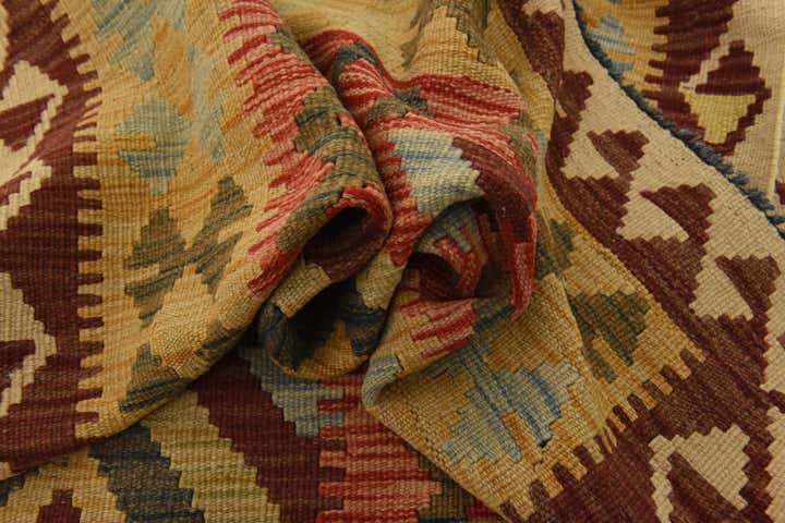 3' 3 x 6' 6 Hand Woven Kilim Maymana Wool Runner Rug